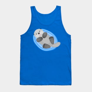 Cute sea otter cartoon illustration Tank Top